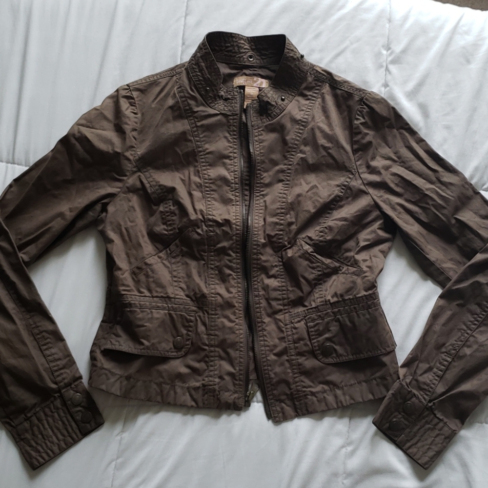 Thin zip up jacket (army green)
